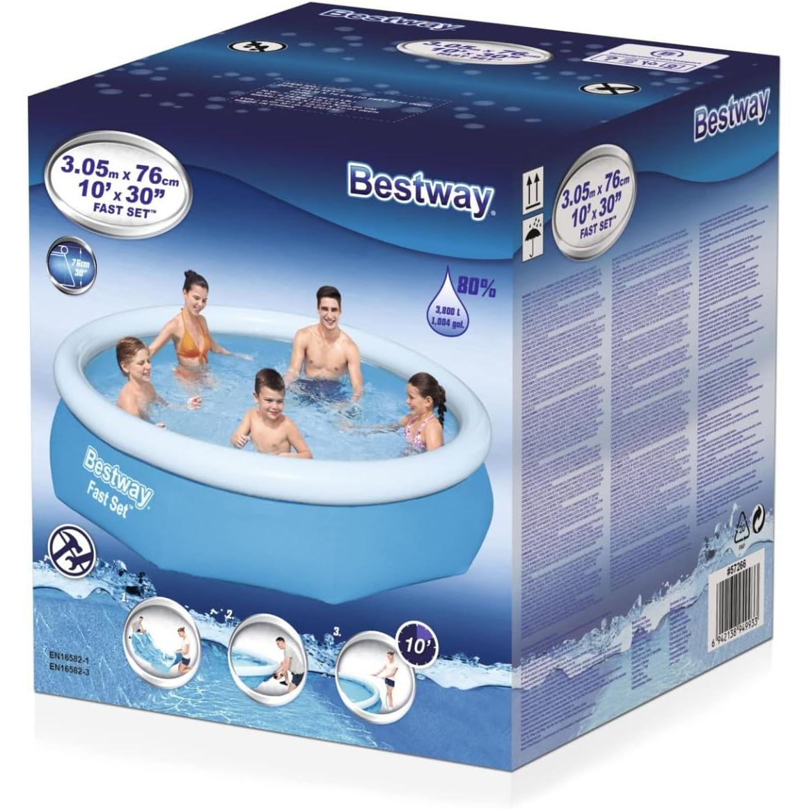 Bestway – Piscina hinchable Fast Set con depuradora (305 × 76 cm)