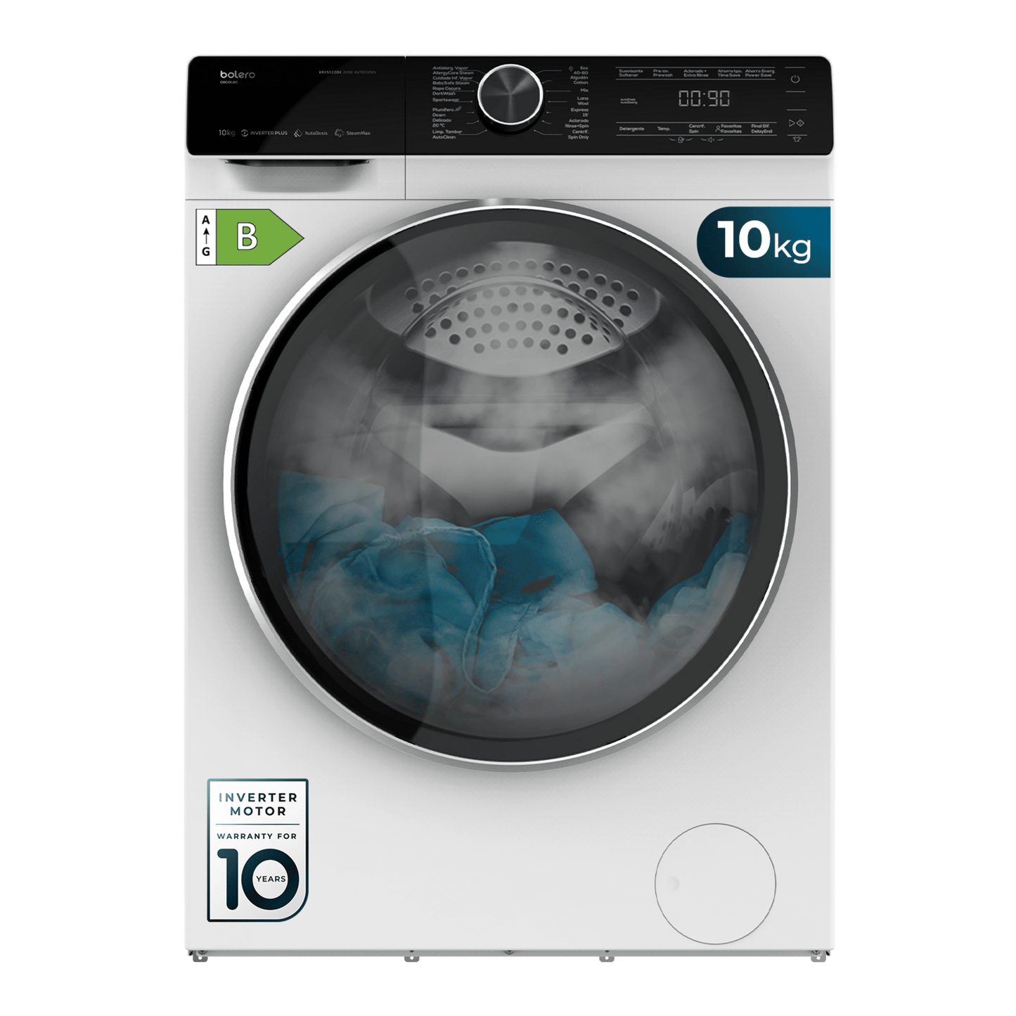 Cecotec Lavadora Bolero DressCode 2000 AutoDosis 10 kg Inverter Motor Inteligente