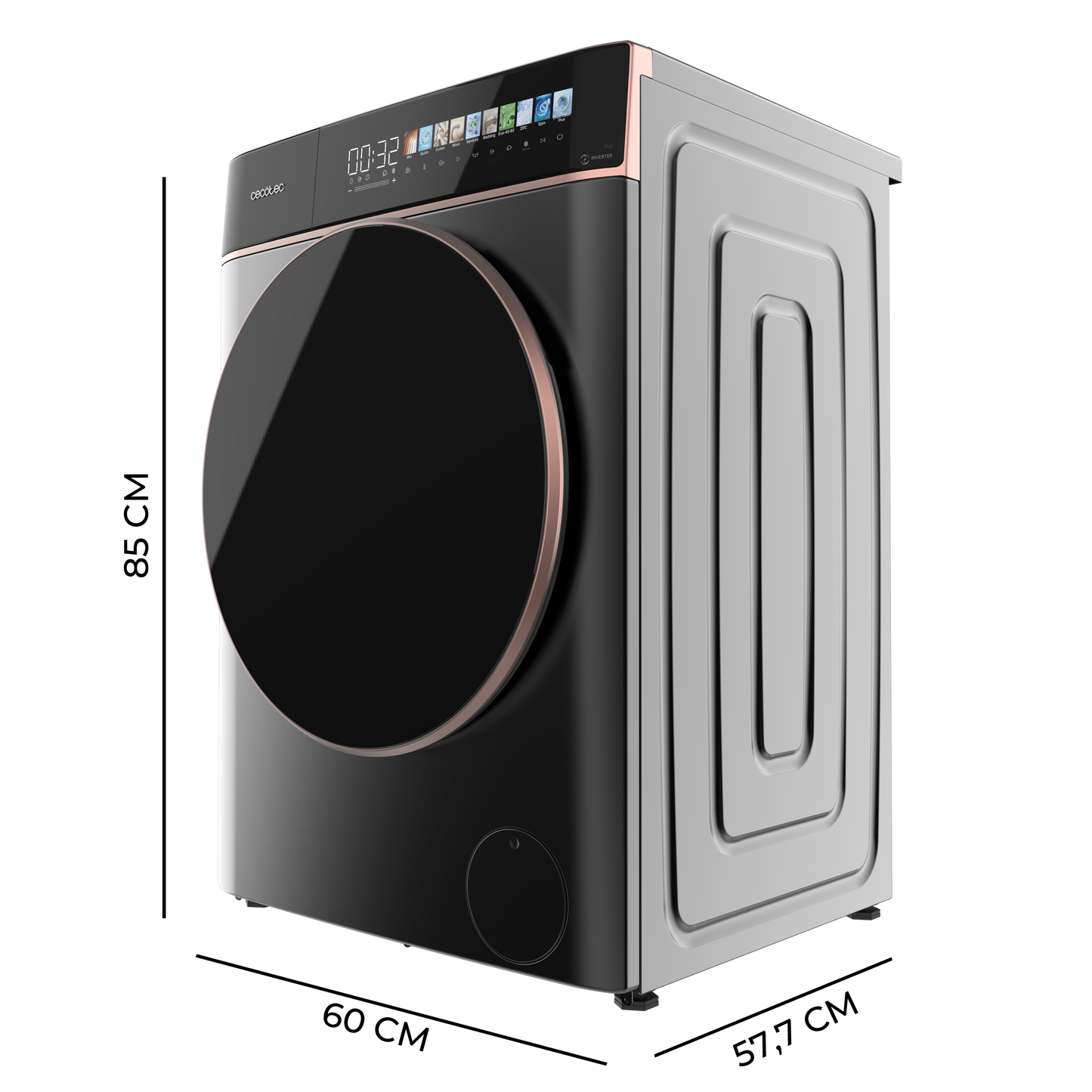 Cecotec Bolero DressCode 9900 Lavadora Inverter FullColor Acero 9 kg Clase A Eficiencia Energetica
