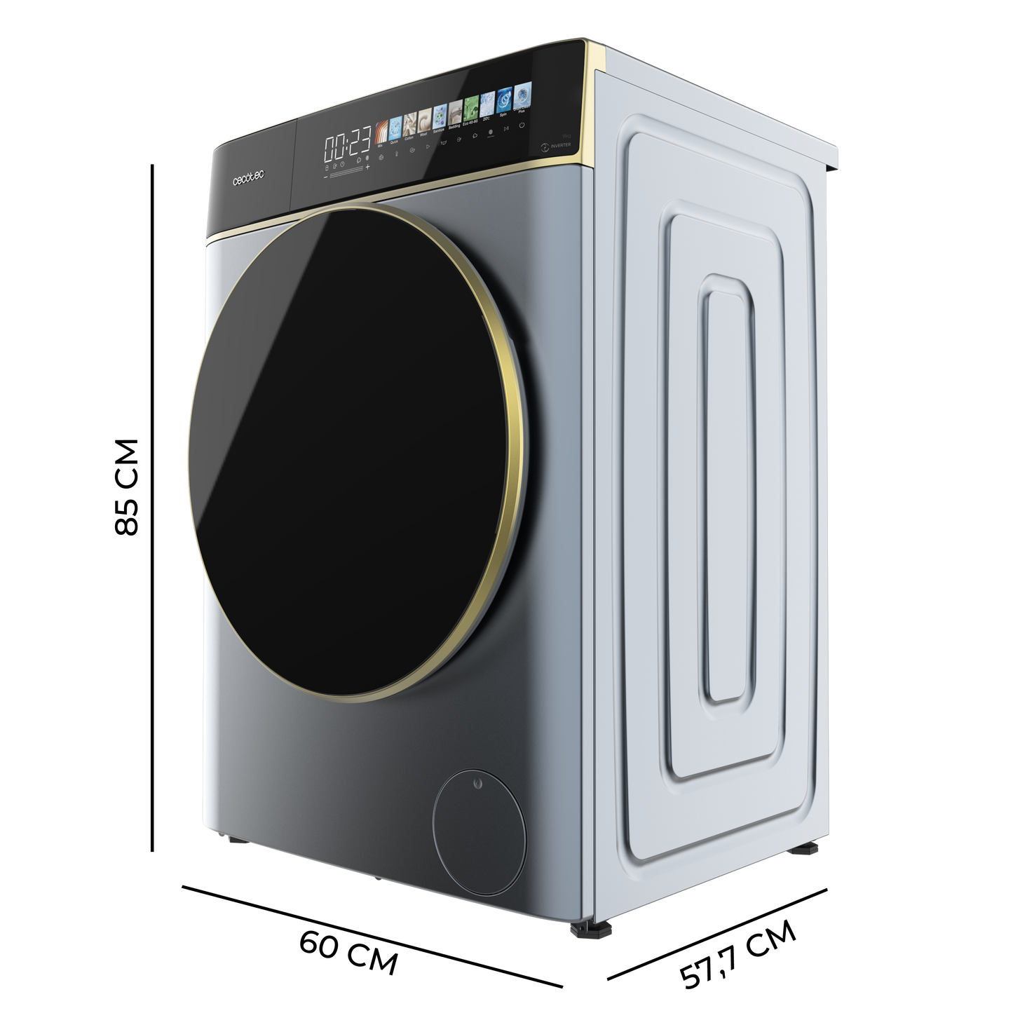 Cecotec Bolero DressCode 9900 Lavadora 9 Kg Inverter FullColor Titanio Clase A Con Motor