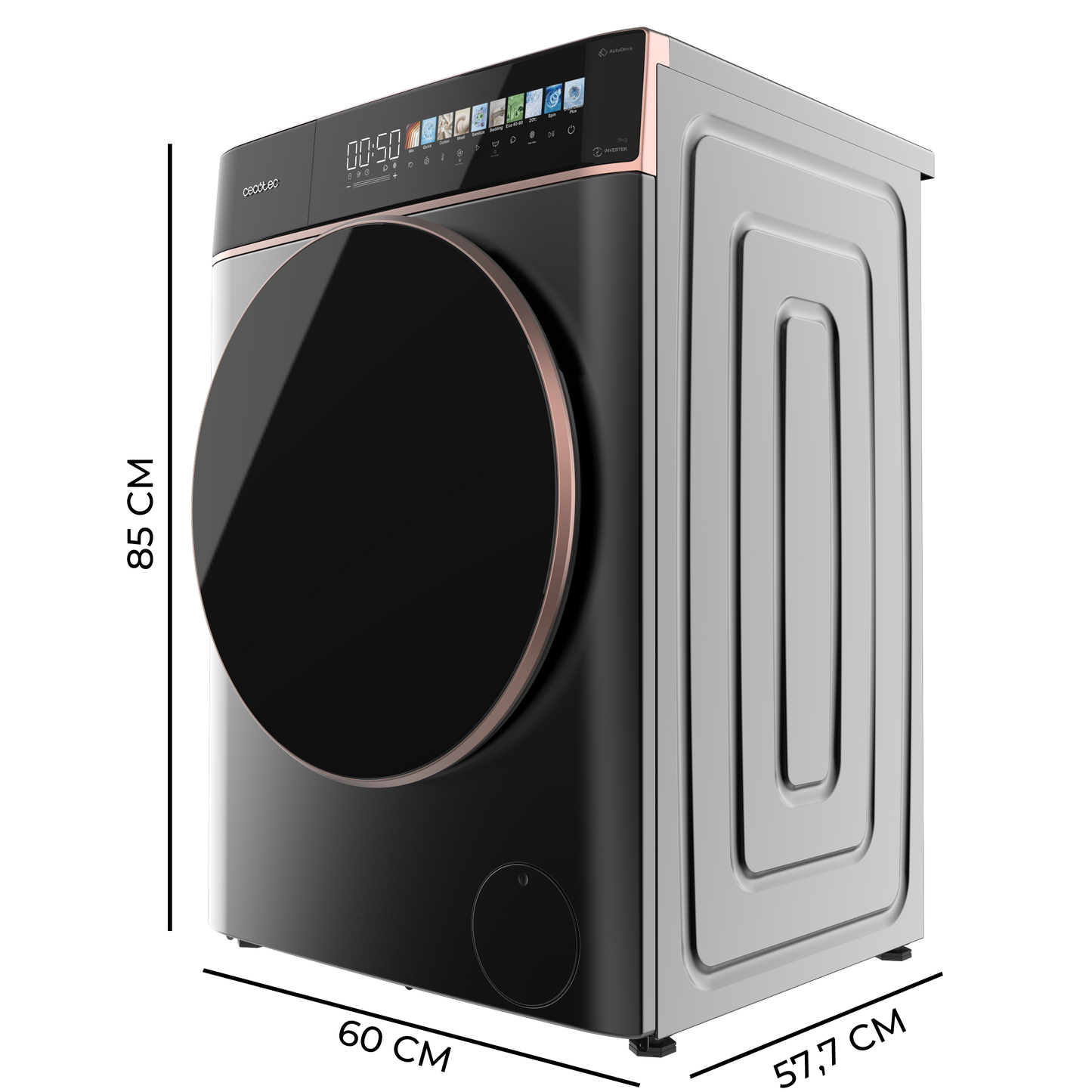 Cecotec Bolero DressCode 9900 Lavadora Inverter Autodose 9 Kg FullColor Steel Con Dosificación Automática