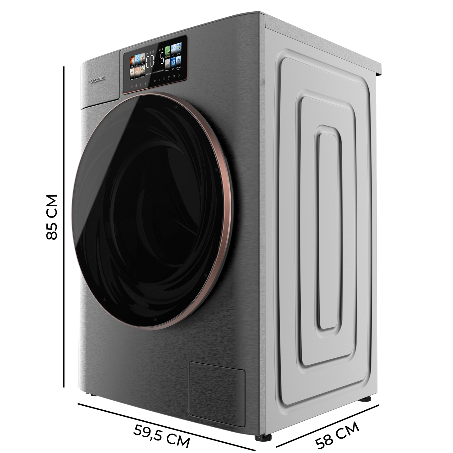 Cecotec Lavadora Bolero DressCode 9950 Autodose Inverter 3D Acero 9 Kg 1400 RPM Clase A