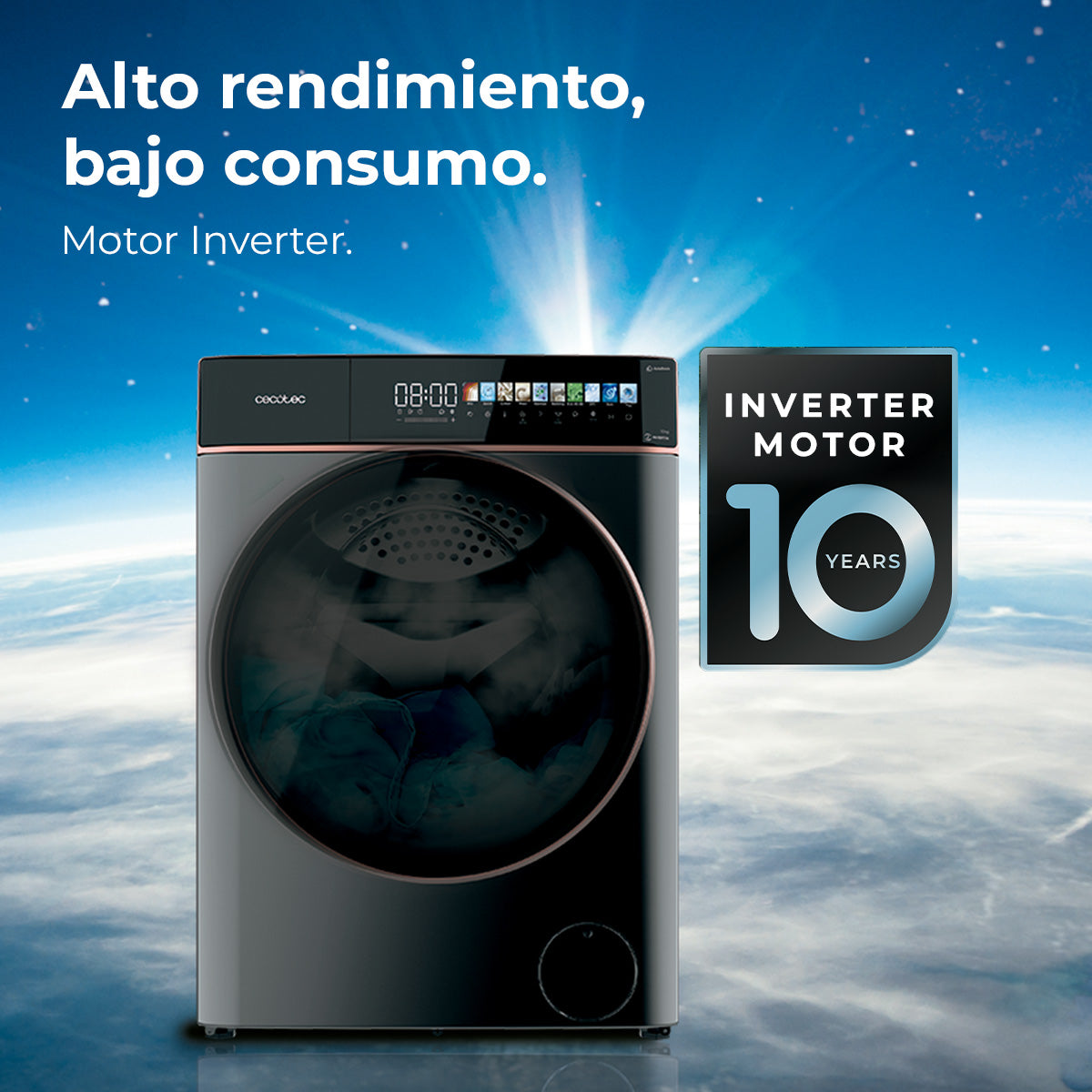 Cecotec Lavadora Bolero DressCode 10900 Inverter Autodose 10 kg FullColor Steel A
