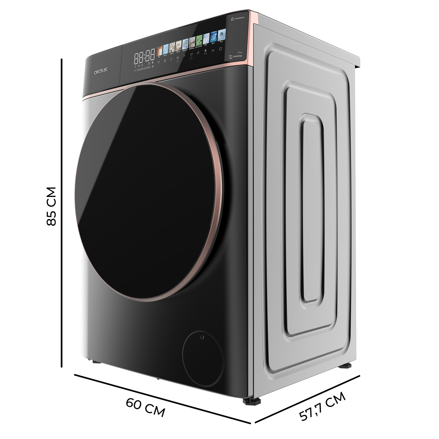 Cecotec Lavadora Bolero DressCode 10900 Inverter Autodose 10 kg FullColor Steel A