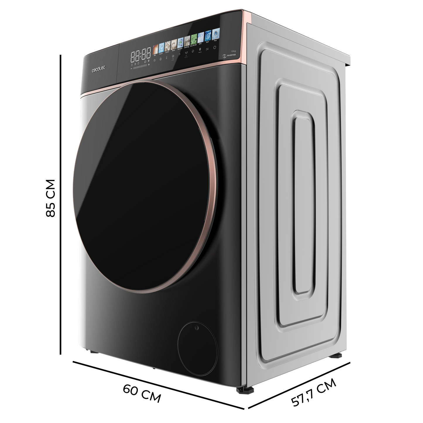 Cecotec Lavadora Bolero DressCode 10900 Inverter FullColor Acero 10 Kg Con Motor Inverter Plus Clase A
