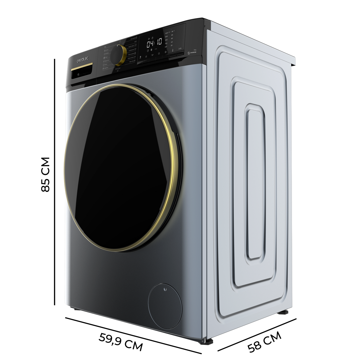 Cecotec Bolero DressCode 9610 Lavadora Inverter 9 Kg Clase A Titanium Con Motor Inverter Plus