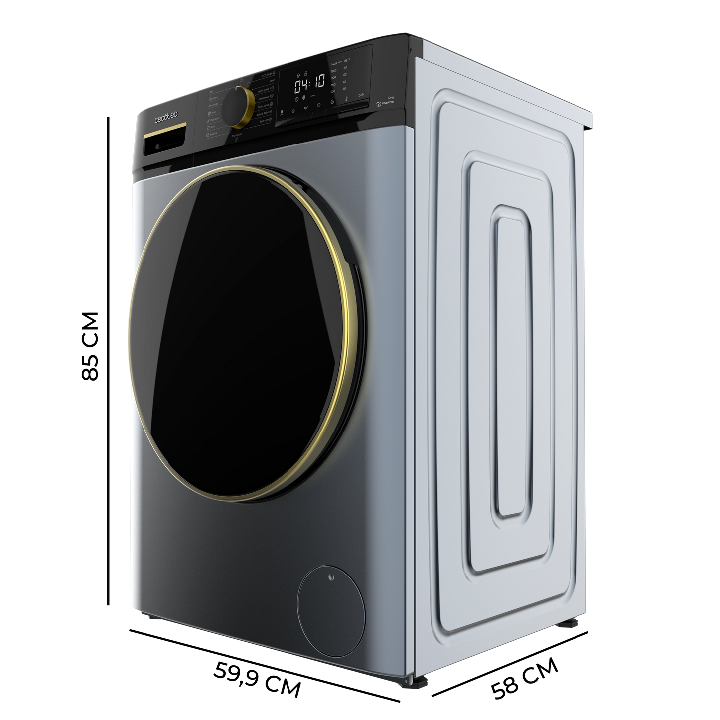 Cecotec Bolero DressCode 10610 Lavadora Inverter 10 Kg Titanium Clase A Ahorro Energético 30