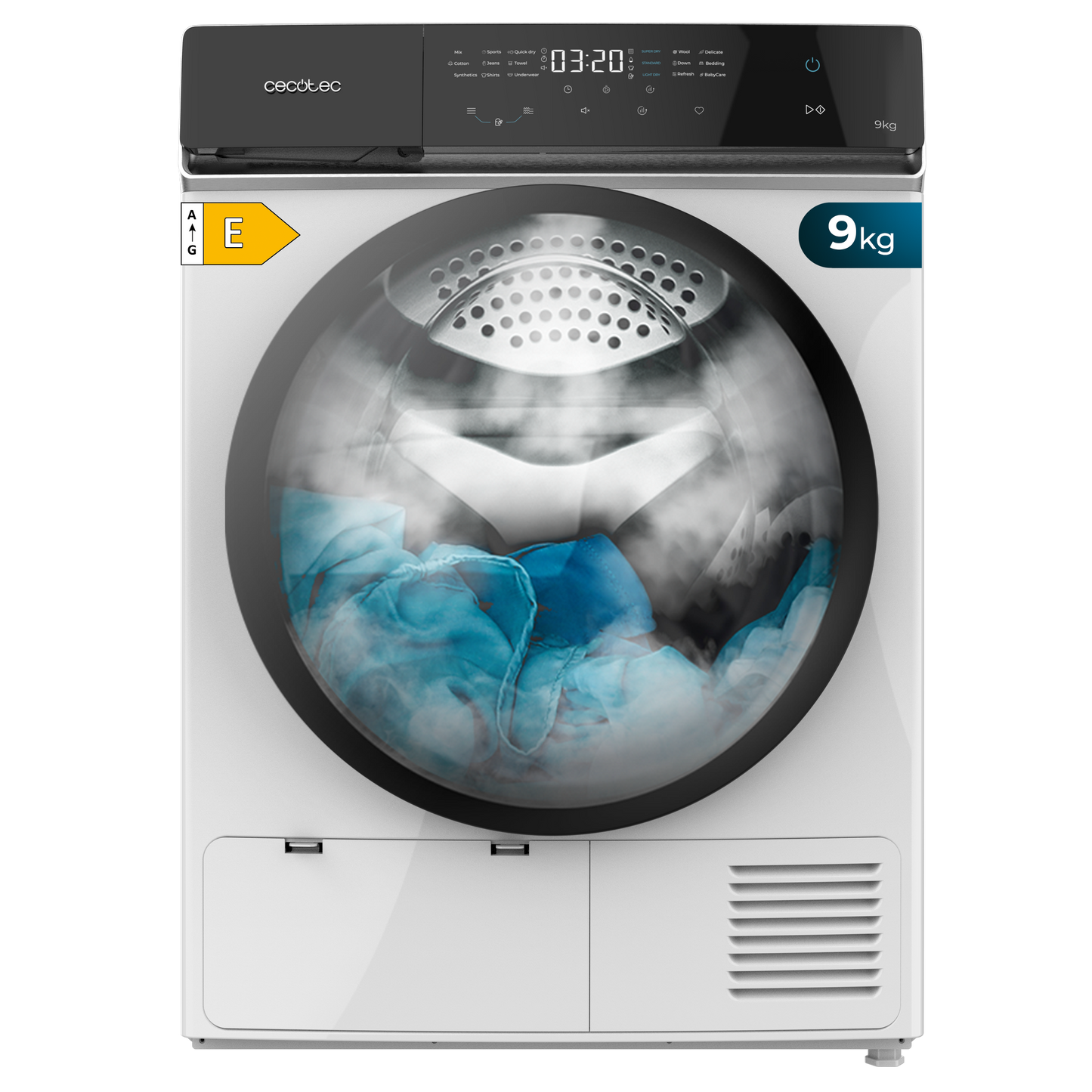 Cecotec Bolero DressCode Dry 9400 Secadora 9 kg Bomba de Calor Clase E Ahorro Energía Eficiente