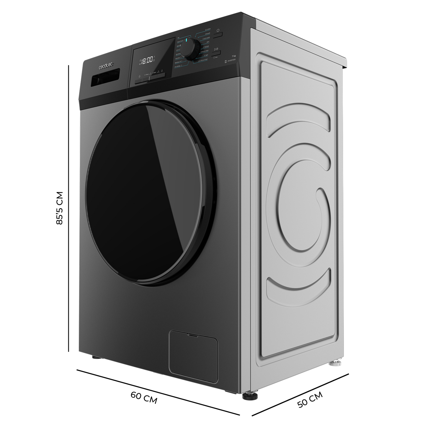 Cecotec Lavadora Bolero DressCode 7410 Inverter Acero 7 Kg 1200 RPM 16 Programas