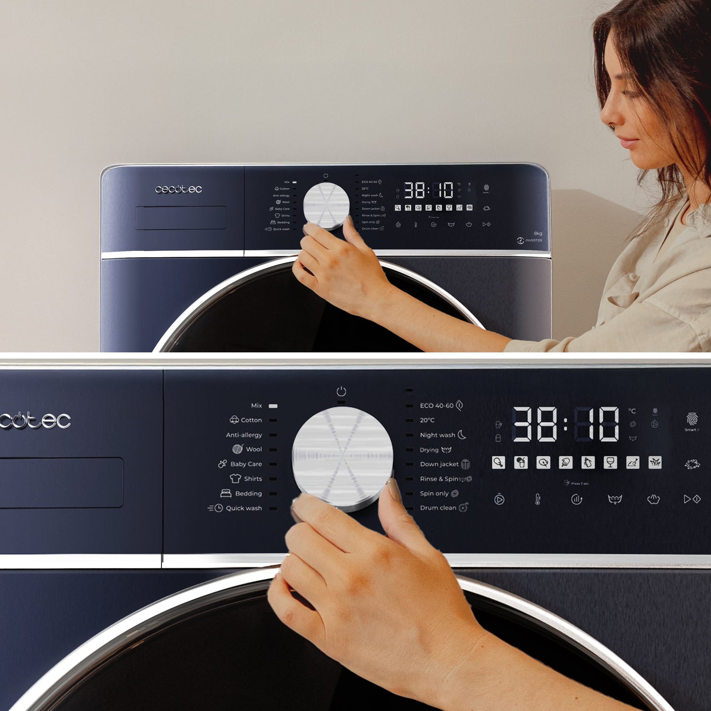 Cecotec Bolero Wash And Dry 8580 Lavadora Secadora Inverter 8 Kg Lavado 5 Kg Secado Titanio