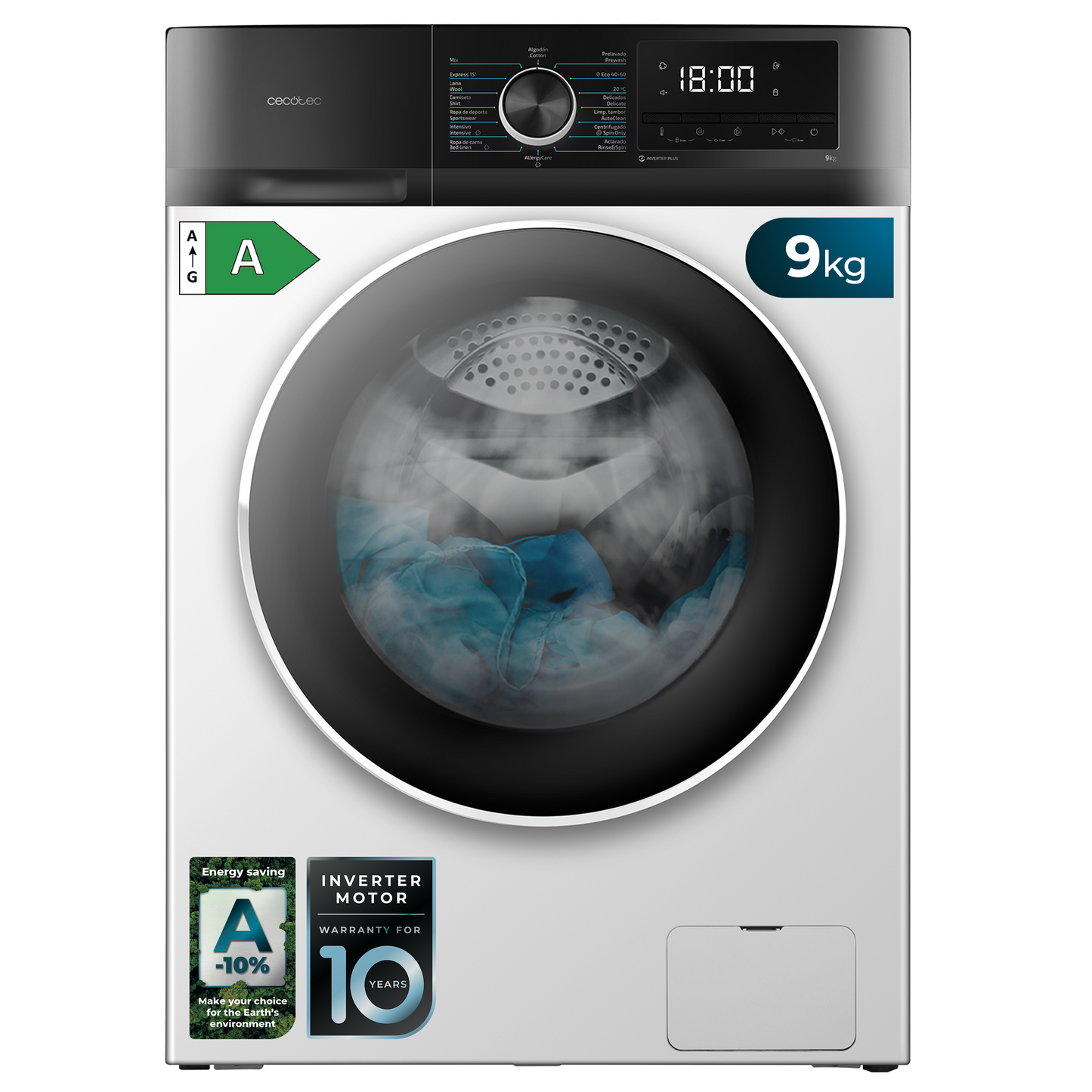 Cecotec Lavadora Bolero DressCode 9500 Inverter A 9 kg 1400 rpm 16 Programas Para Familias
