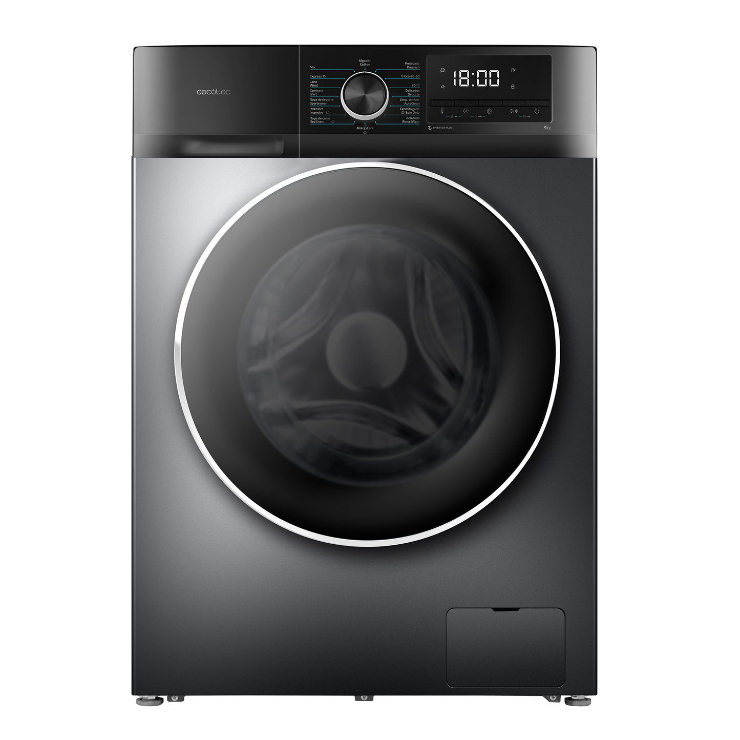 Cecotec Lavadora Bolero DressCode 9500 Inverter Acero Inoxidable 9 Kg 1400 RPM 16 Programas Clase A