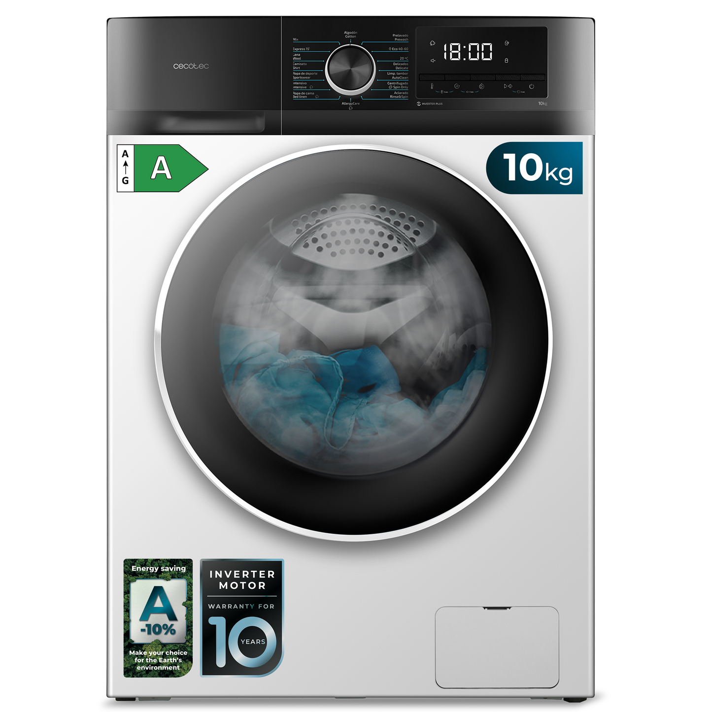 Cecotec Lavadora Bolero DressCode 10500 Inverter A