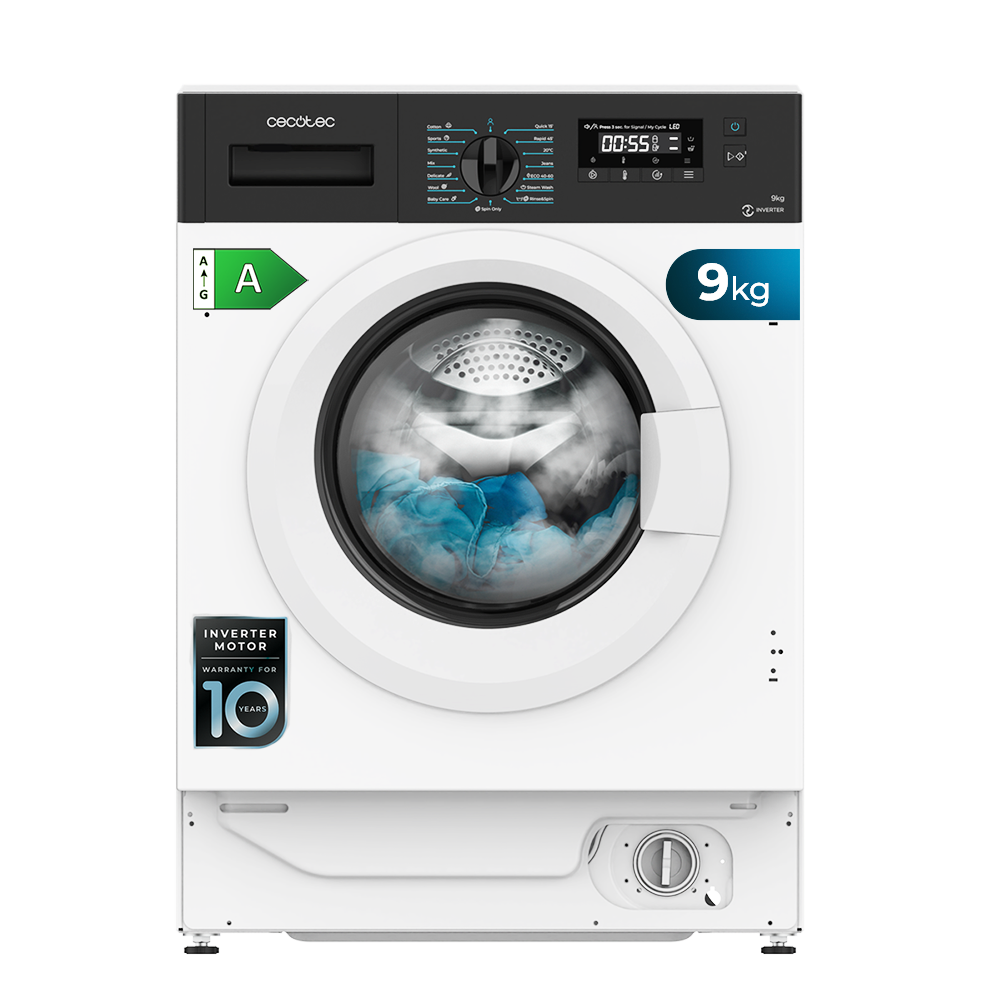 Cecotec Lavadora Bolero DressCode 940 BI Inverter A 9 Kg Con Motor Inverter Alta Eficiencia Energética Clase A