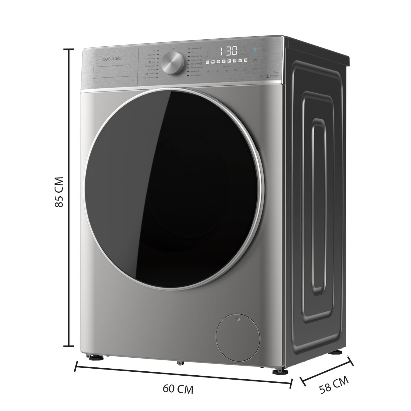 Cecotec Lavadora Bolero DressCode 9800 Inverter Steel A 9 Kg Motor Inverter Plus Clase A