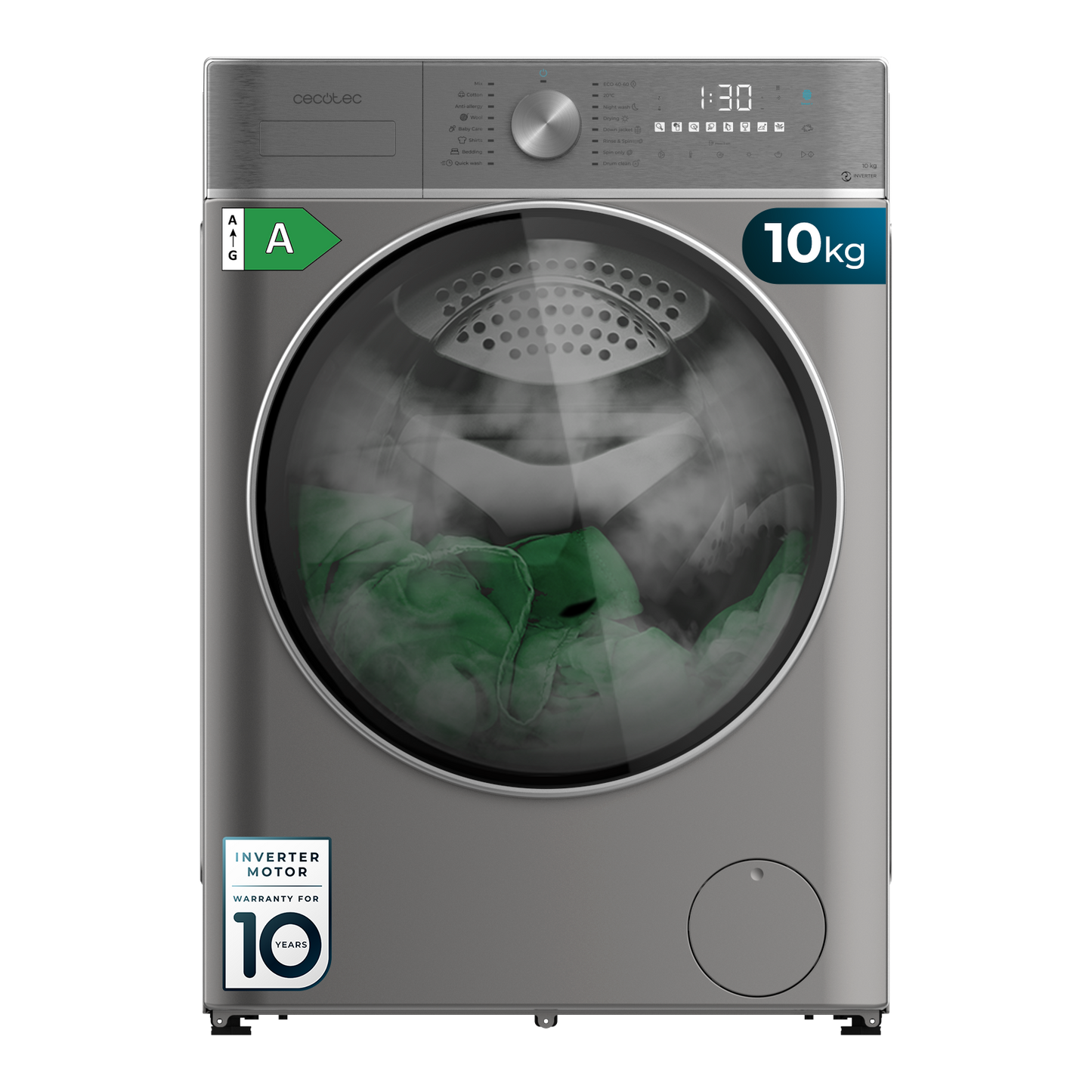 Cecotec Bolero Wash y Dry 10680 Inverter Steel 10 Kg Clase A Lavadora Secadora Con Motor Inverter Plus