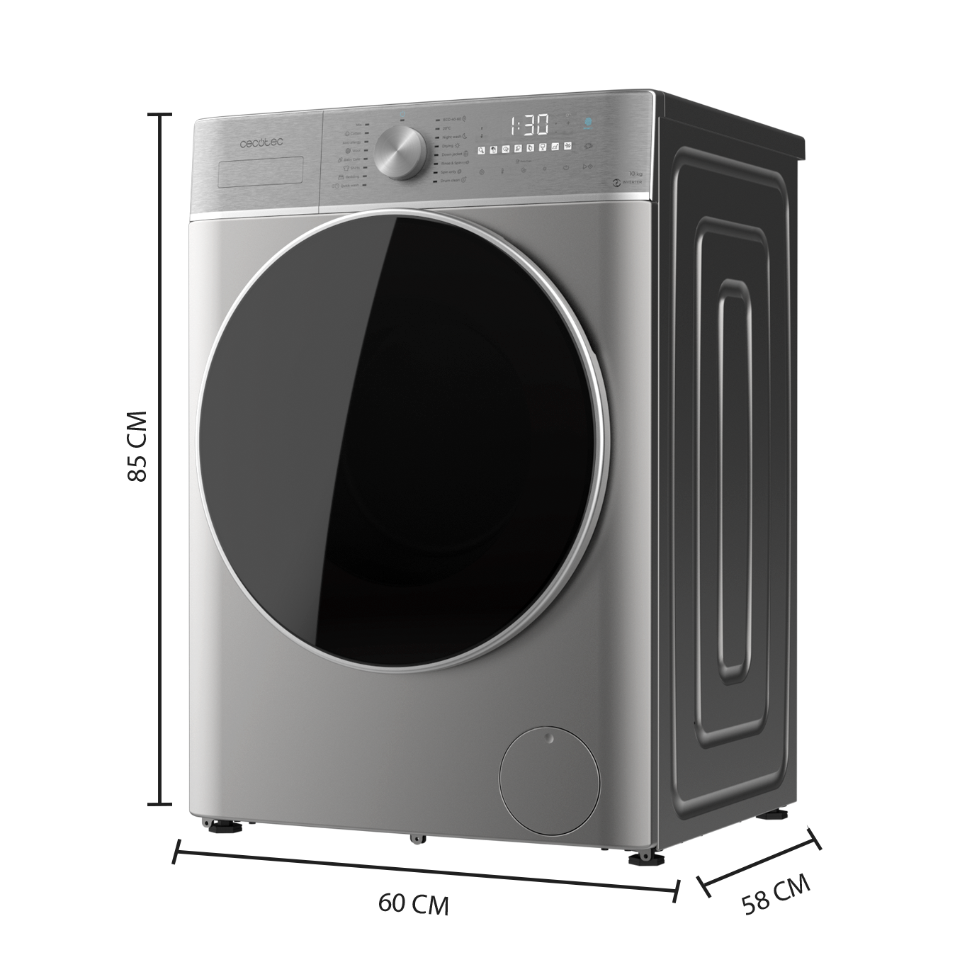 Cecotec Bolero Wash y Dry 10680 Inverter Steel 10 Kg Clase A Lavadora Secadora Con Motor Inverter Plus