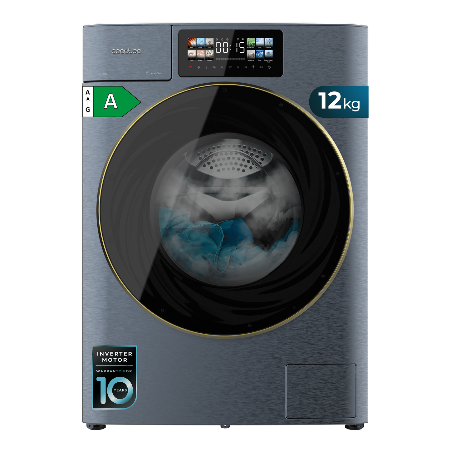 Cecotec Bolero DressCode 12950 Autodosis Direct Drive 12 kg 1400 rpm Titanio 3D