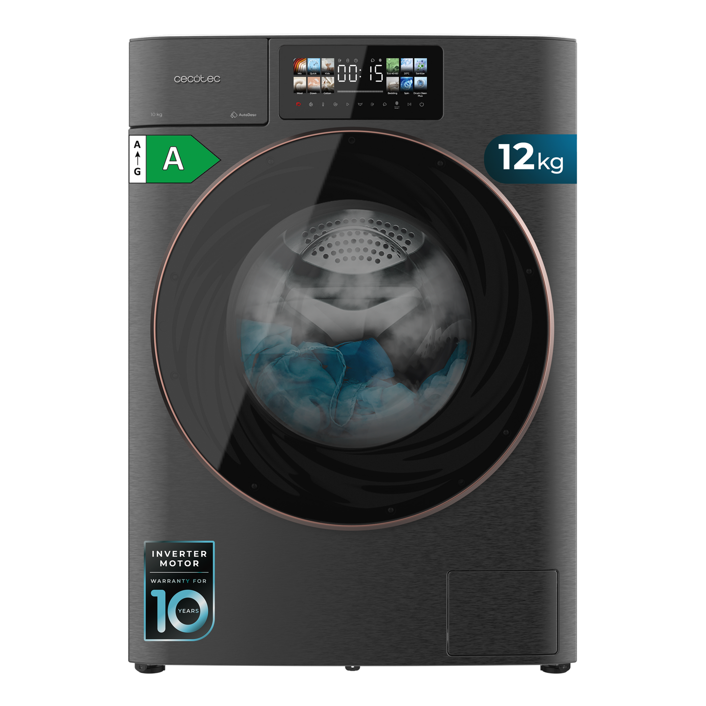 Cecotec Bolero DressCode 12950 Lavadora Autodose Direct Drive 12 Kg 1400 rpm Acero 3D