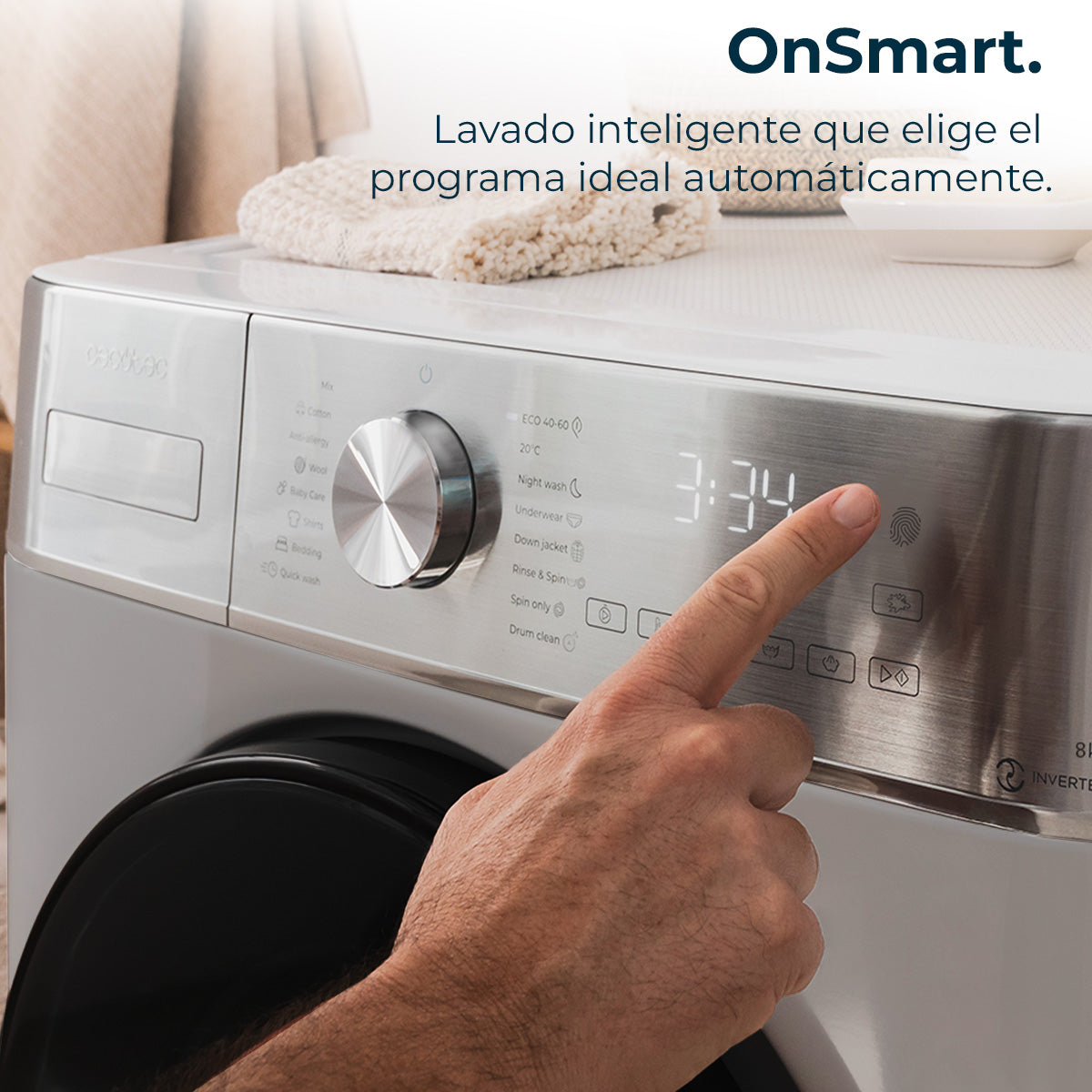 Cecotec Bolero DressCode 8800 Lavadora Inverter 8 kg Acero Clase A Motor Inverter Plus Eficiencia Energética