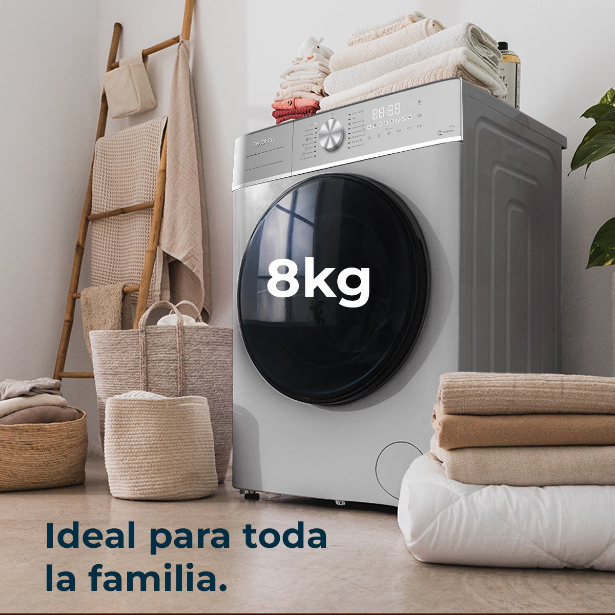 Cecotec Bolero DressCode 8800 Lavadora Inverter 8 kg Acero Clase A Motor Inverter Plus Eficiencia Energética