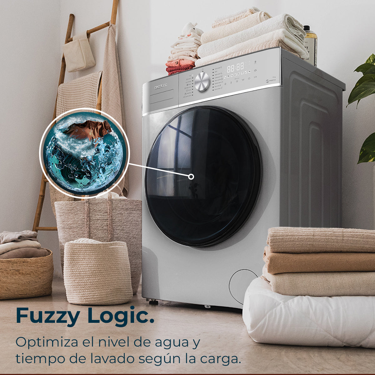 Cecotec Bolero DressCode 8800 Lavadora Inverter 8 kg Acero Clase A Motor Inverter Plus Eficiencia Energética