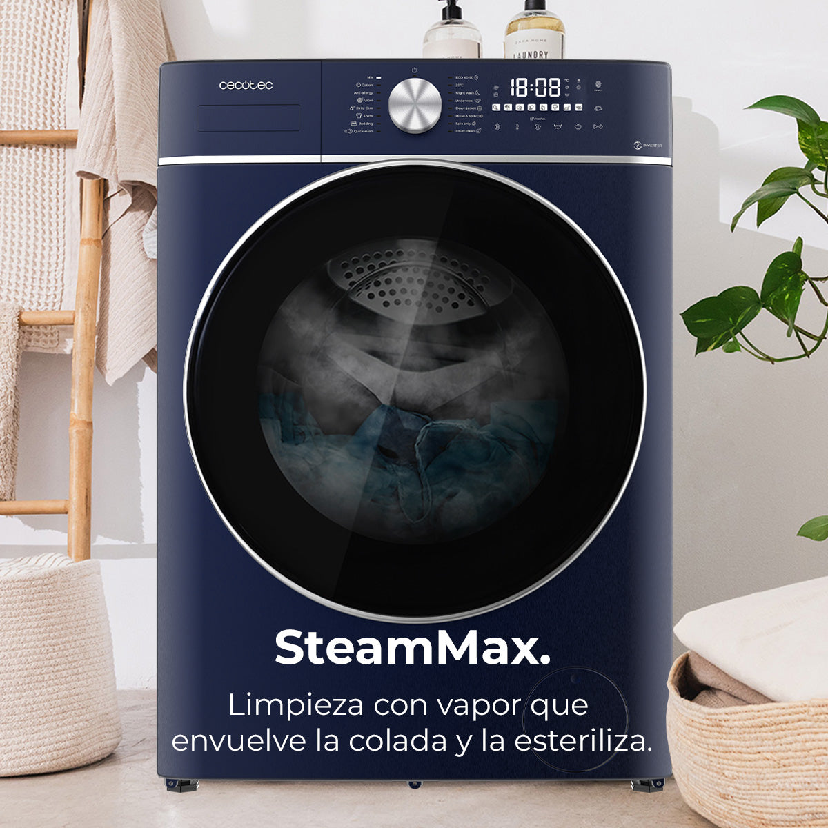 Cecotec Bolero DressCode 9800 Lavadora Inverter 9 Kg Azul Hielo Clase A Con Motor Inverter Plus