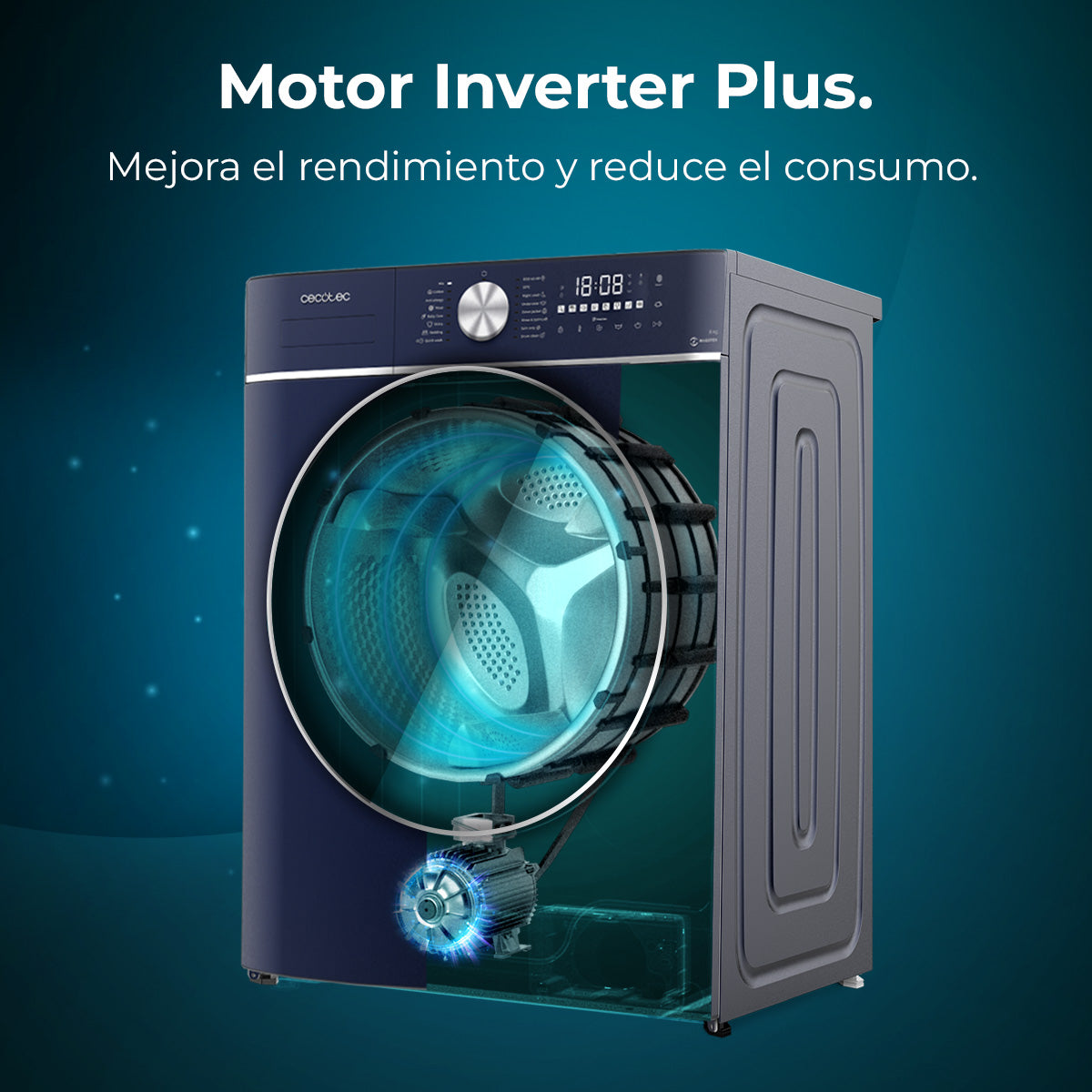 Cecotec Bolero DressCode 9800 Lavadora Inverter 9 Kg Azul Hielo Clase A Con Motor Inverter Plus