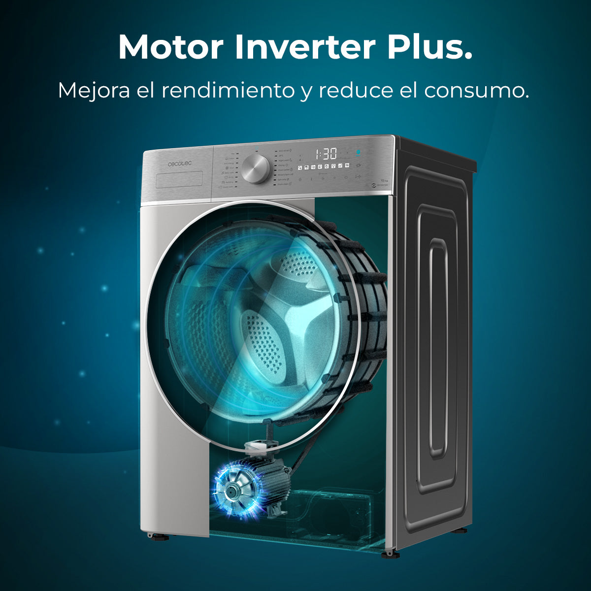 Cecotec Bolero Wash y Dry 10680 Inverter Steel 10 Kg Clase A Lavadora Secadora Con Motor Inverter Plus