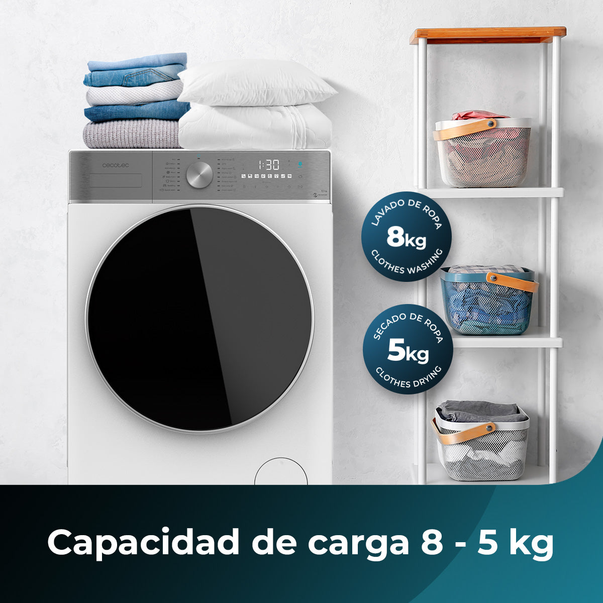 Cecotec Bolero Lavadora Secadora 8580 Inverter 8 kg