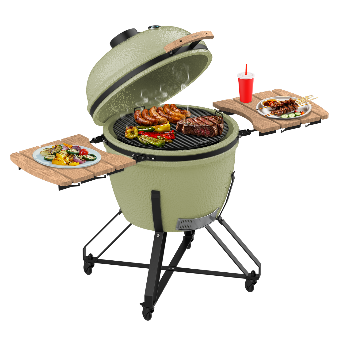 Cecotec DragonFire 6600 Barbacoa Cerámica Cámara de Cocción y Parrilla Hermética Hasta 1000C