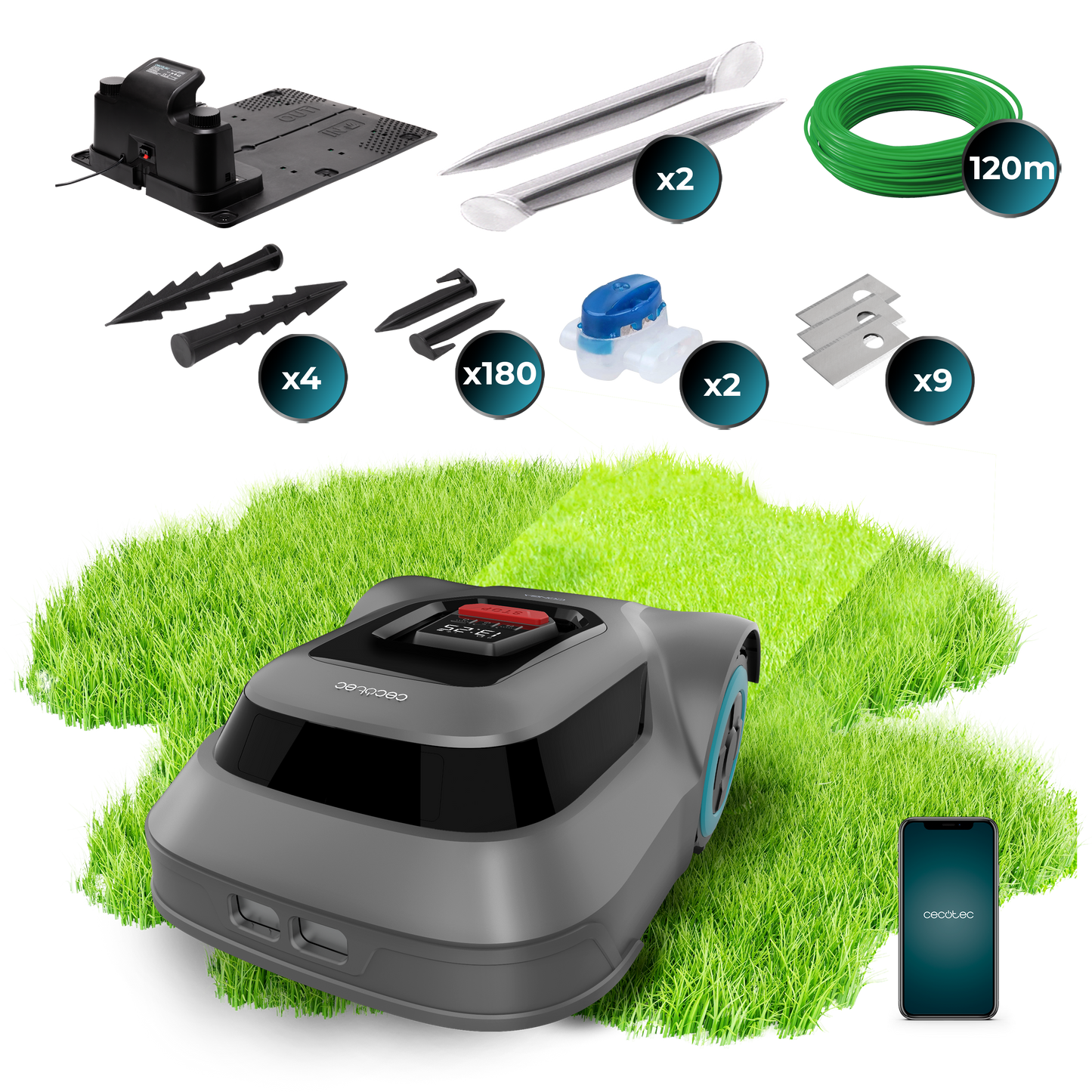 Cecotec Conga GrassHopper 500 Map Connected Robot Cortacésped para 500 m2 con Mapeo Inteligente