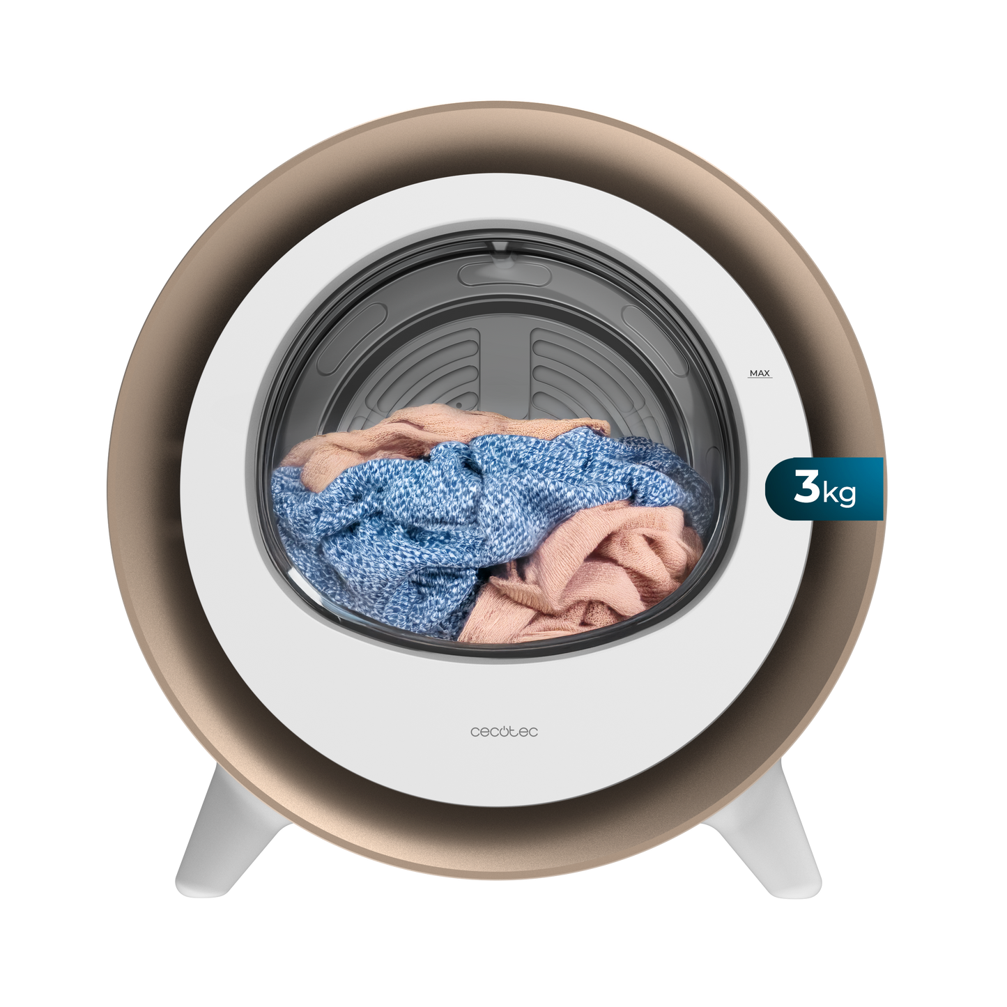 Cecotec Bolero DressCode Dry 3500V Gold Secado Rápido Eficiente 3 kg Diseño Oro Cromado Compacto para Hogar