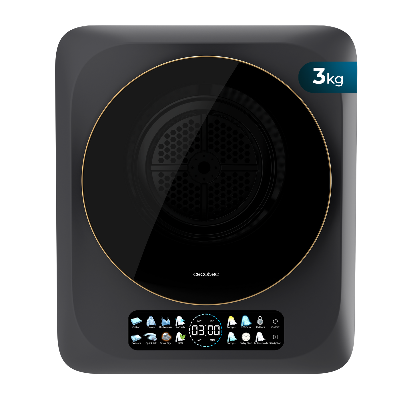 Cecotec Bolero DressCode Dry 3400V Secadora de Ropa Compacta 3 kg Negro Evacuación Exterior