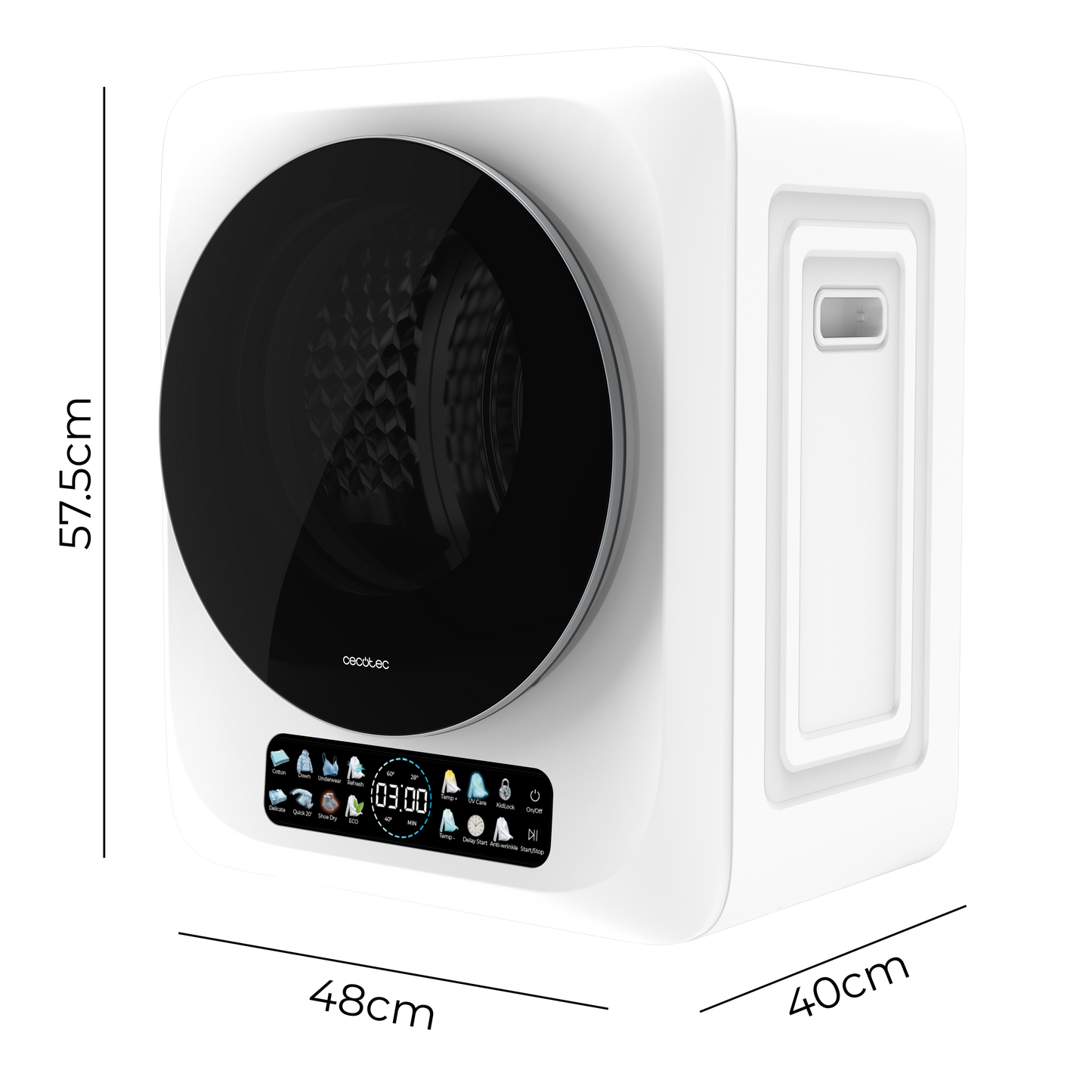 Cecotec Bolero DressCode Dry 3400V Secado Rápido para 3 Kg de Ropa Diseño Compacto con Evacuación Exterior
