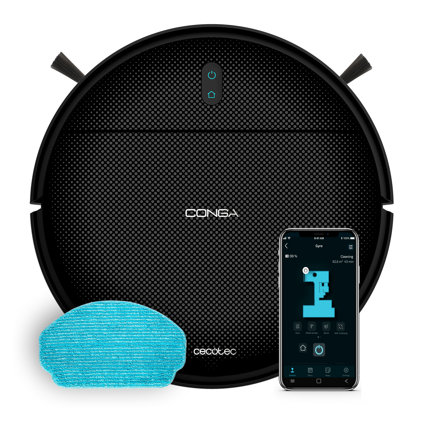 Cecotec Conga M10 Aqua Robot Aspirador 3000 Pa Navegación Giroscópica Hasta 150 Metros Cuadrados Batería 2000 mAh Mopa