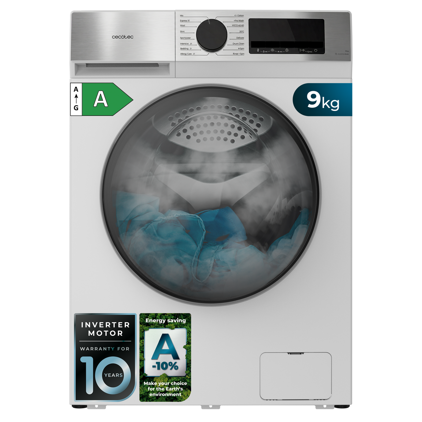 Cecotec Bolero DressCode 9450 Lavadora 9 kg 1400 rpm Motor Inverter Clase A Eficiente