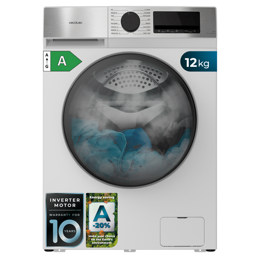 Cecotec Lavadora Bolero DressCode 12450 Inverter 12 Kg Capacidad 1400 RPM Clase A Energética
