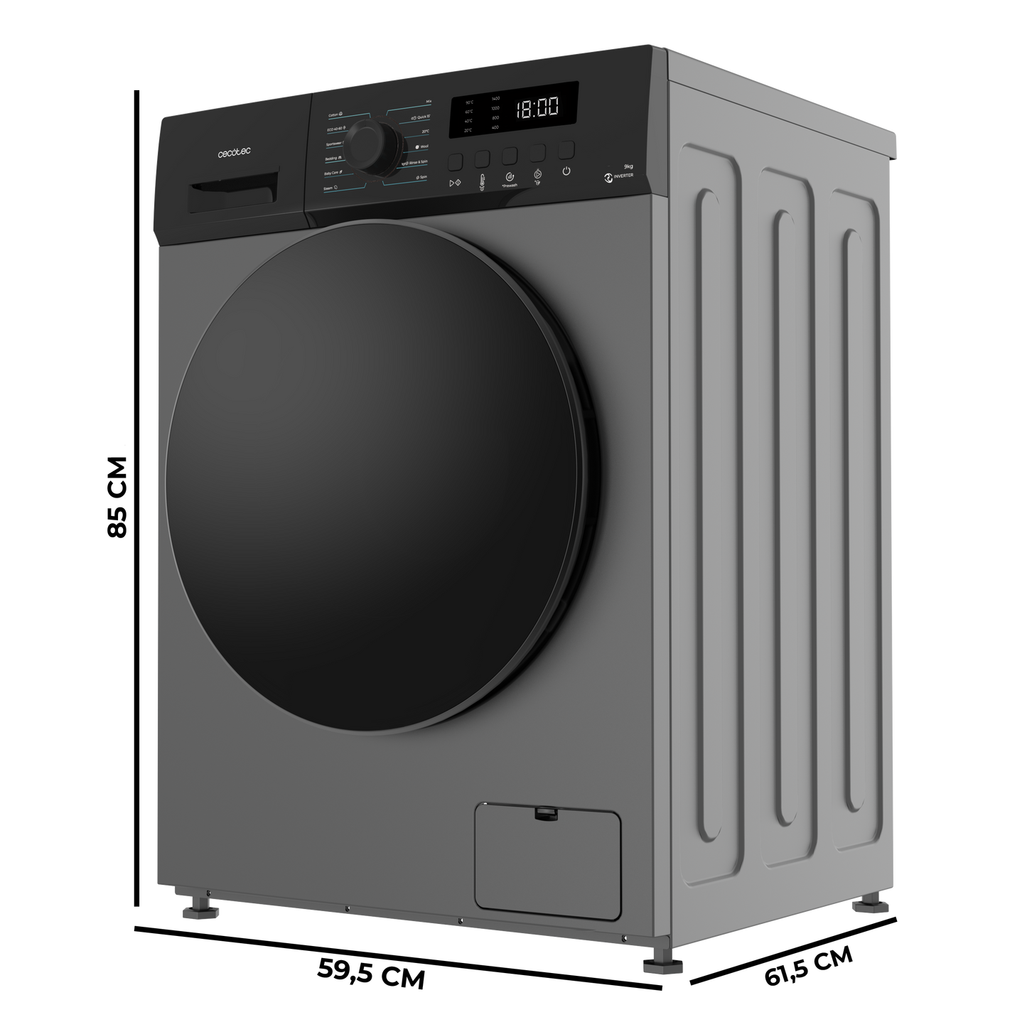 Cecotec Bolero DressCode 9155 Lavadora Inverter 9 Kg 1400 RPM Acero Inoxidable Ahorro Energético