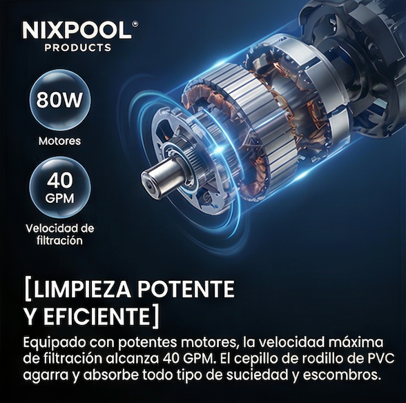Nix Pool - Robot limpiafondos de piscina a batería sin cable QD40