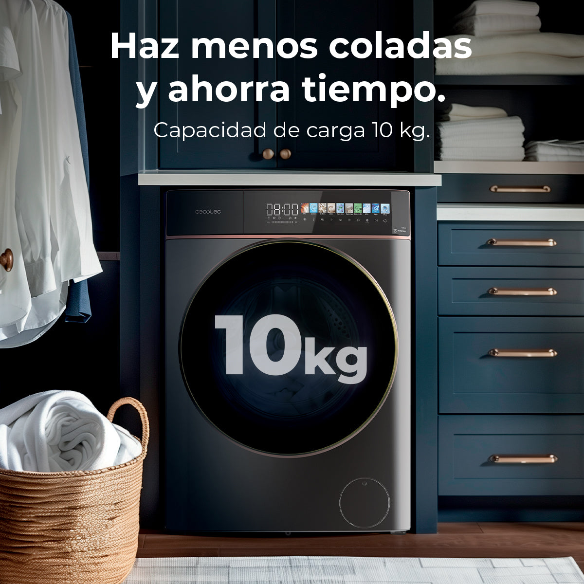 Cecotec Lavadora Bolero DressCode 10900 Inverter FullColor Acero 10 Kg Con Motor Inverter Plus Clase A