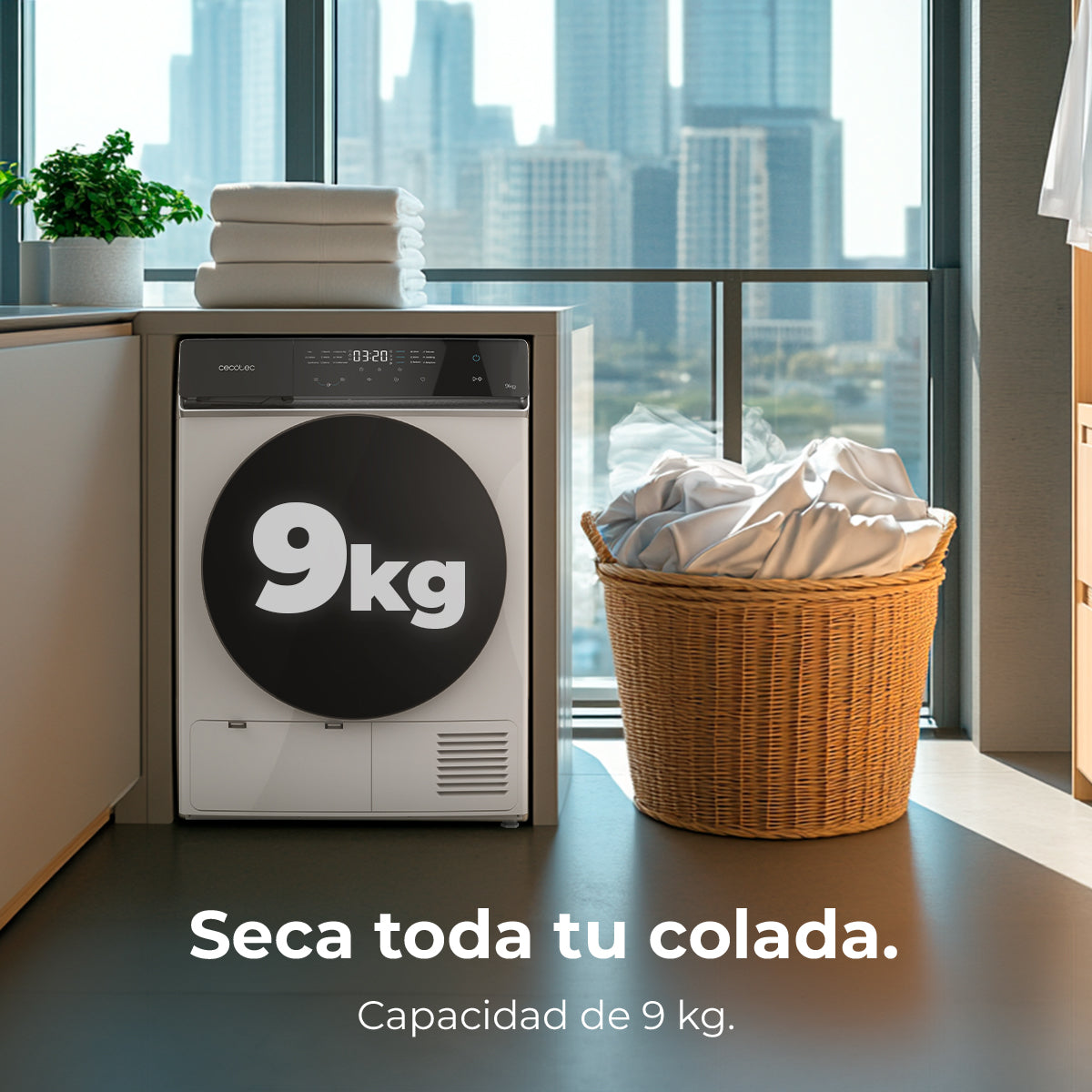 Cecotec Bolero DressCode Dry 9400 Secadora 9 kg Bomba de Calor Clase E Ahorro Energía Eficiente