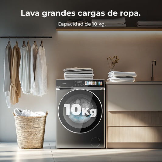 Cecotec Lavadora Bolero DressCode 10970 Direct Drive Steel 10 Kg Clase A Alta Eficiencia Energetica