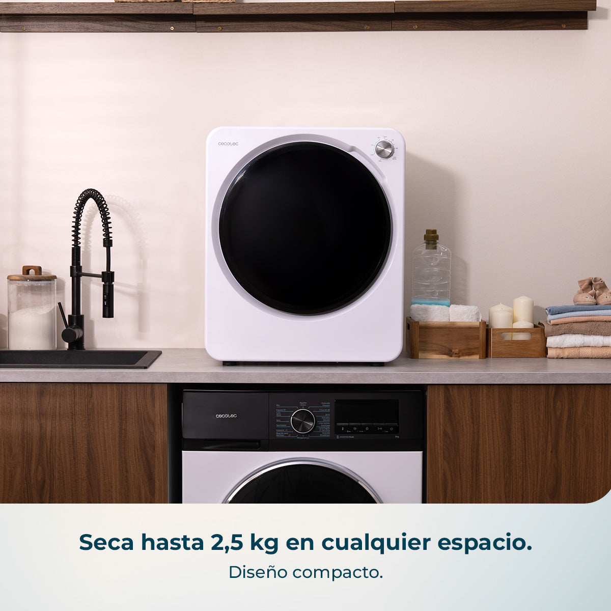 Cecotec Bolero DressCode Dry 3150V Secadora Compacta 2,5 Kg Evacuación Exterior Eficiente