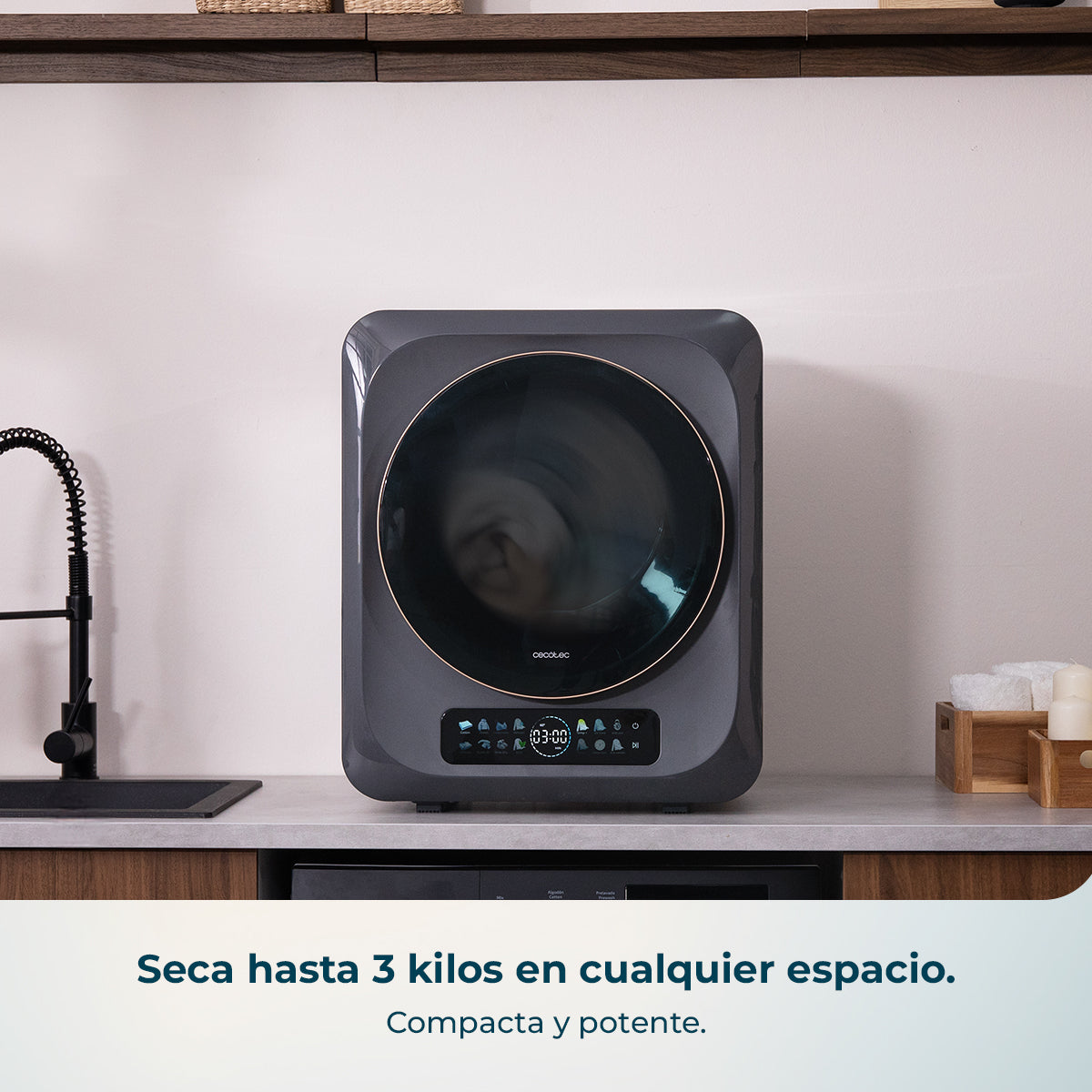 Cecotec Bolero DressCode Dry 3400V Secadora de Ropa Compacta 3 kg Negro Evacuación Exterior