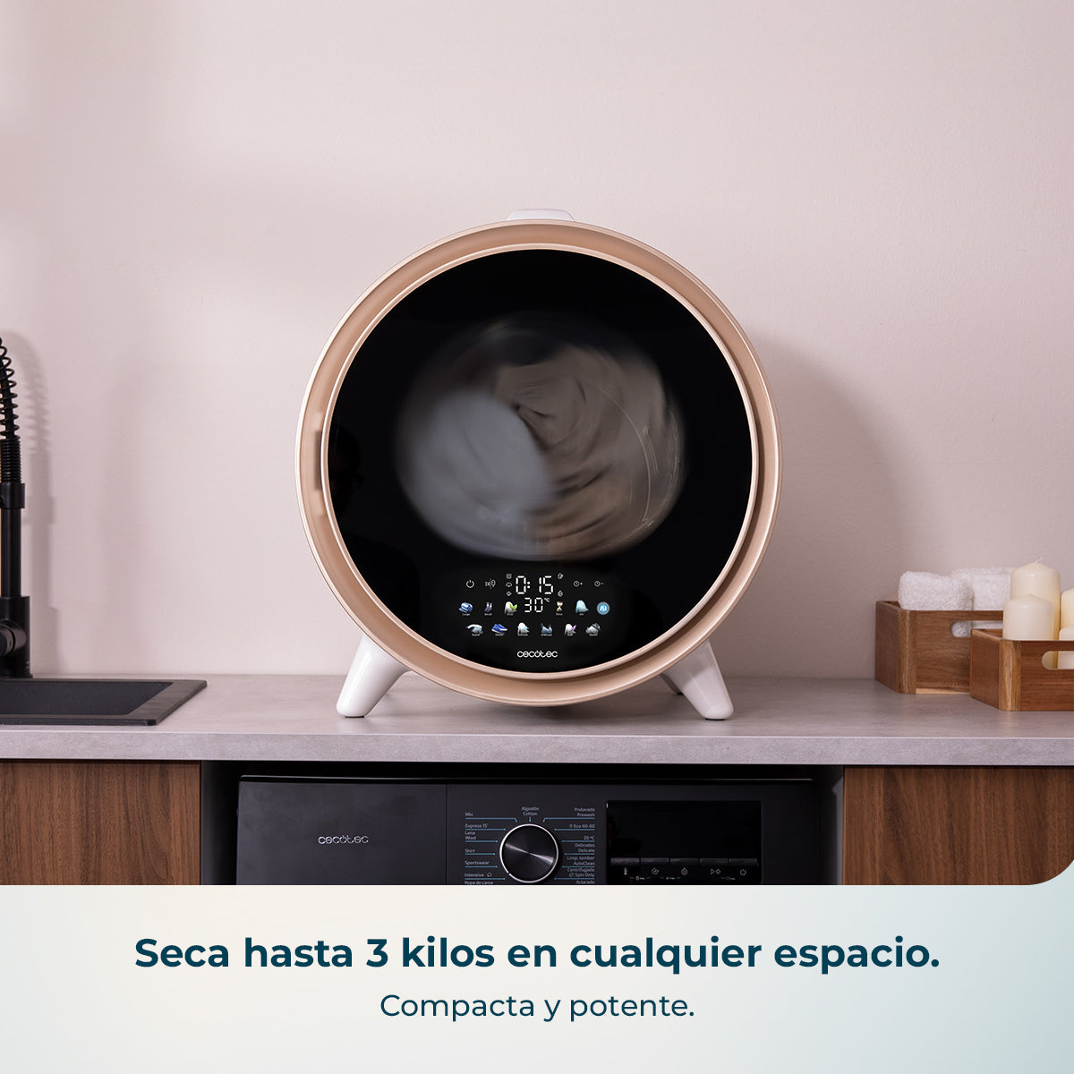 Cecotec Bolero DressCode Dry 3600V Secadora Compacta Oro Evacuación Humedad Exterior Secado Rápido