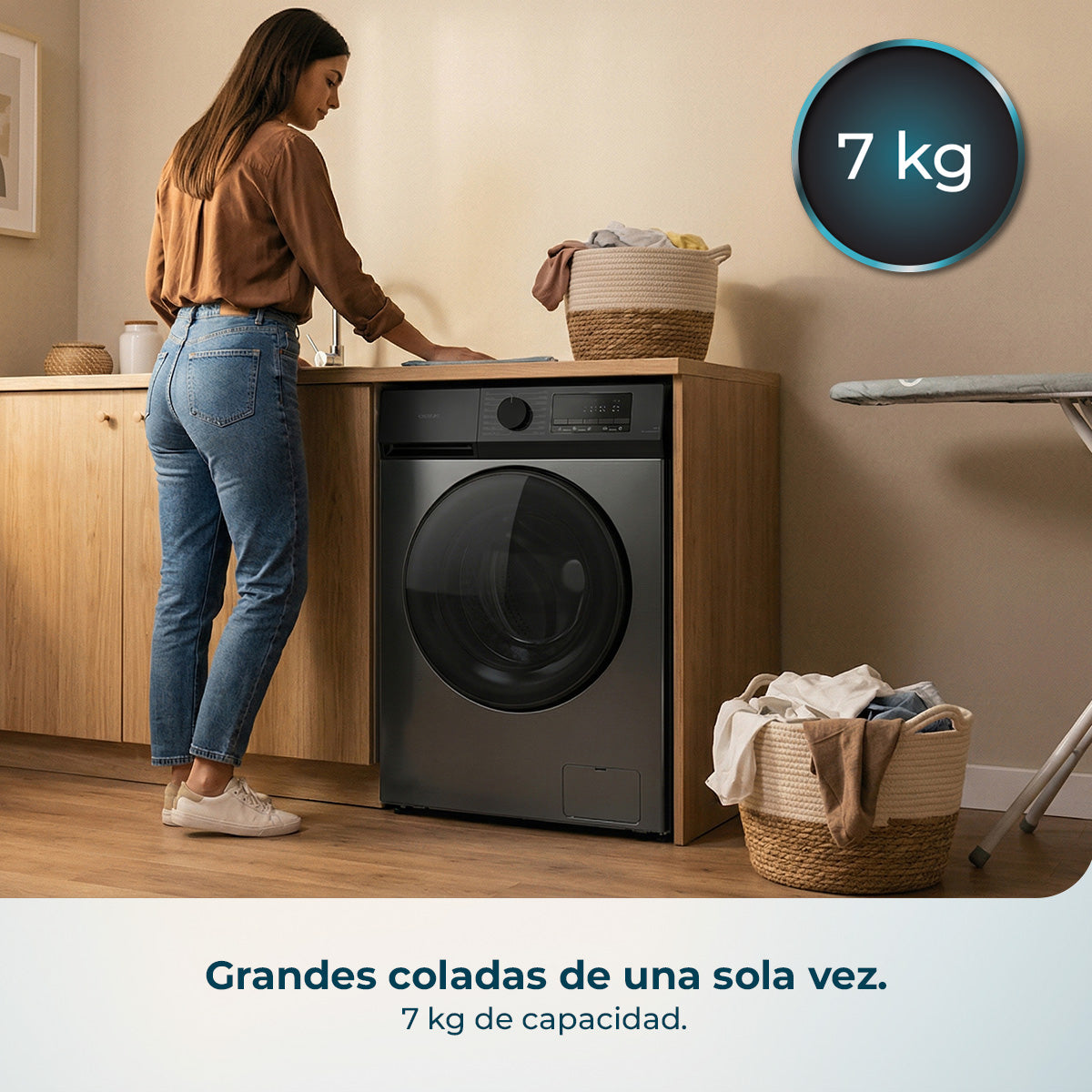 Cecotec Lavadora Bolero DressCode 7450 Inverter Acero, 7 Kg, 1200 RPM, Clase A Eficiencia Energetica