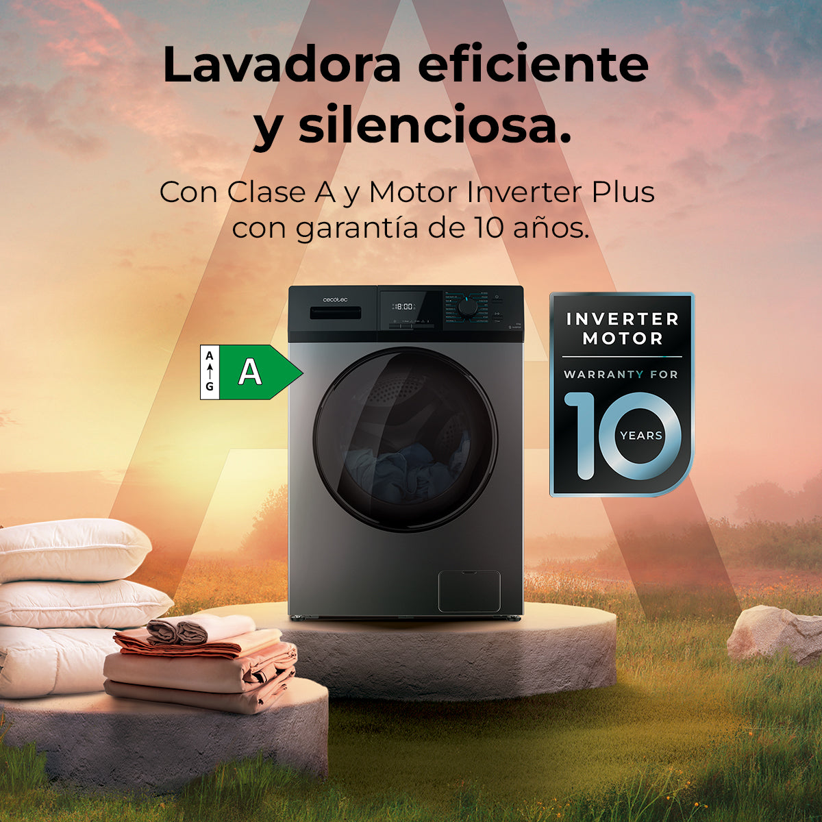 Cecotec Lavadora Bolero DressCode 7410 Inverter Acero 7 Kg 1200 RPM 16 Programas