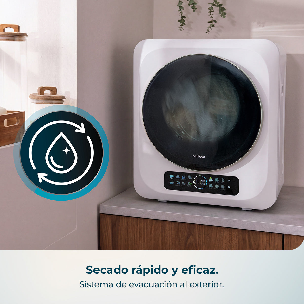 Cecotec Bolero DressCode Dry 3400V Secadora de Ropa Compacta 3 kg Negro Evacuación Exterior