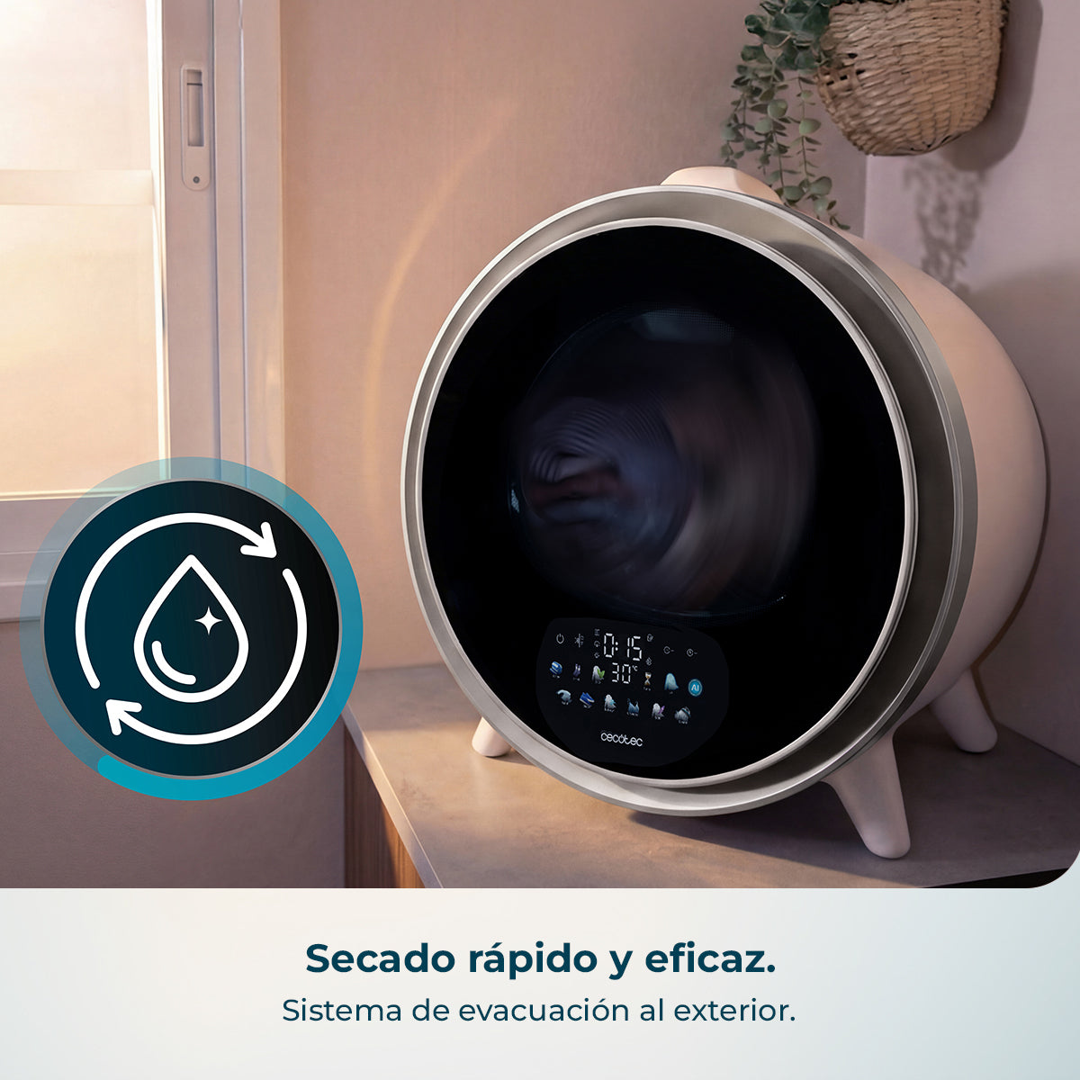 Cecotec Bolero DressCode Dry 3600V Secadora Compacta Oro Evacuación Humedad Exterior Secado Rápido